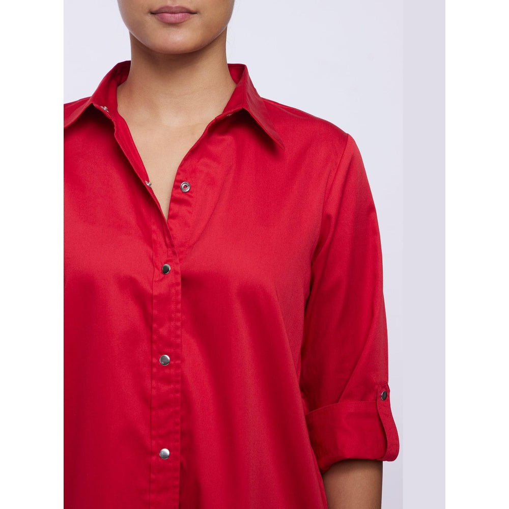 Pallavi Swadi Red Pima Cotton Shirt Dress