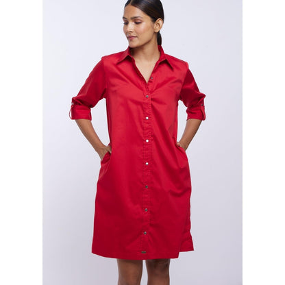 Pallavi Swadi Red Pima Cotton Shirt Dress