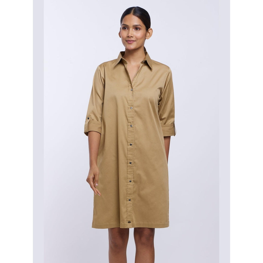 Pallavi Swadi Sand Pima Cotton Shirt Dress