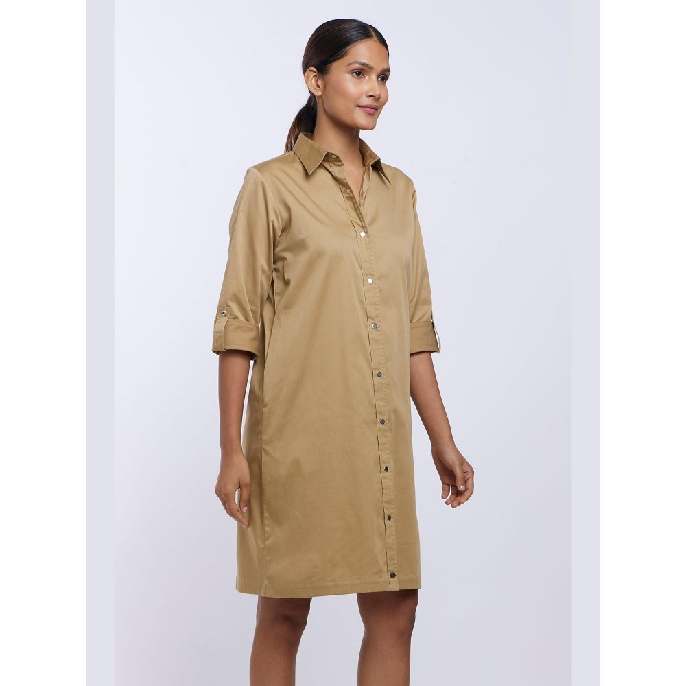 Pallavi Swadi Sand Pima Cotton Shirt Dress