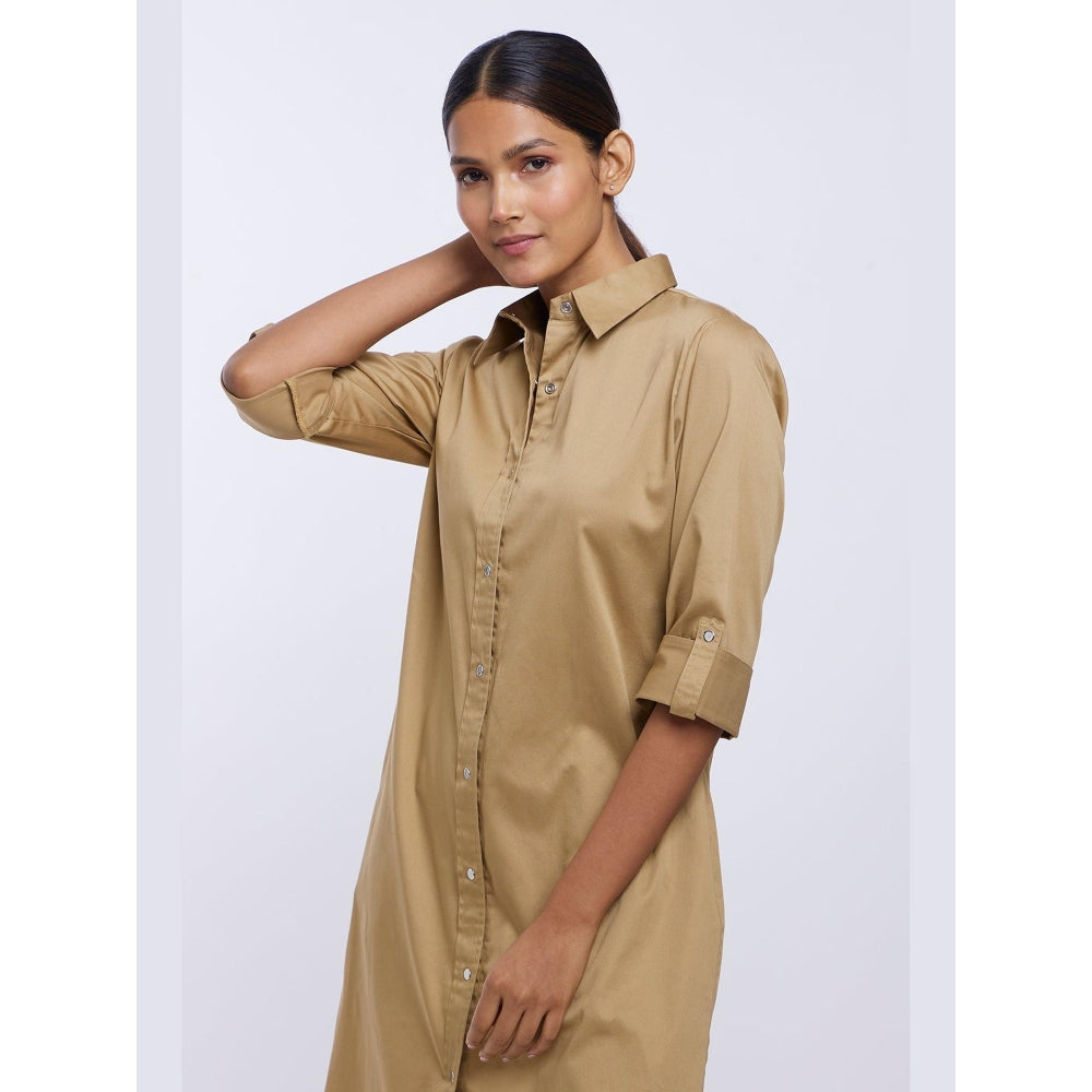 Pallavi Swadi Sand Pima Cotton Shirt Dress