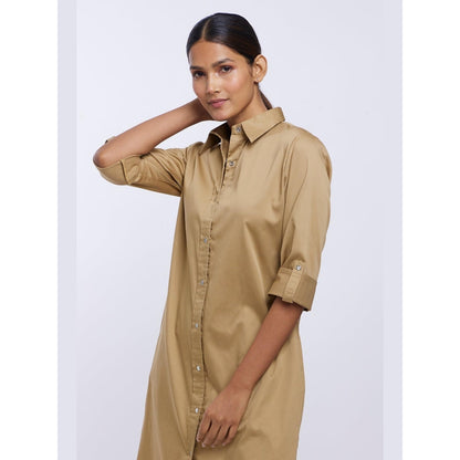 Pallavi Swadi Sand Pima Cotton Shirt Dress