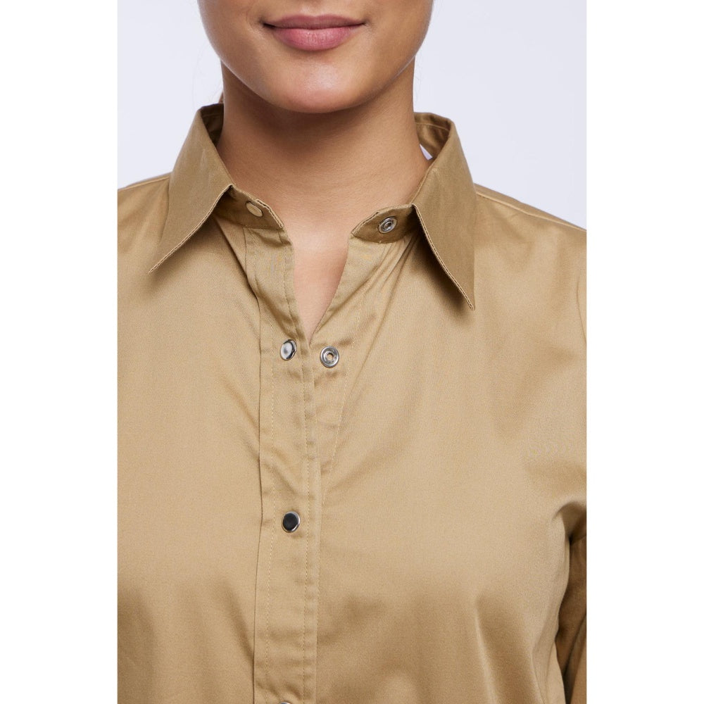Pallavi Swadi Sand Pima Cotton Shirt Dress