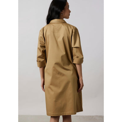 Pallavi Swadi Sand Collar Pocket Swarovski Shirt Dress