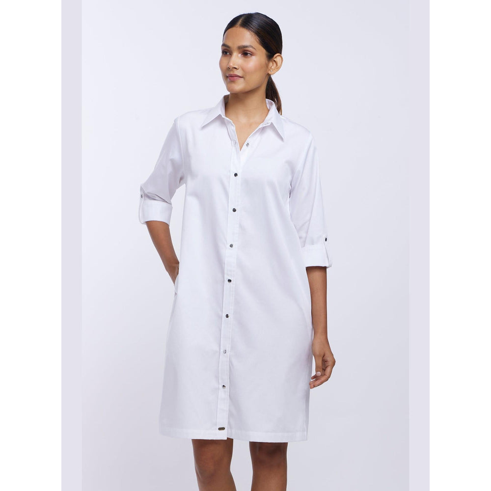 Pallavi Swadi White Pima Cotton Shirt Dress