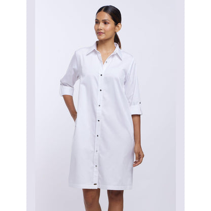 Pallavi Swadi White Pima Cotton Shirt Dress