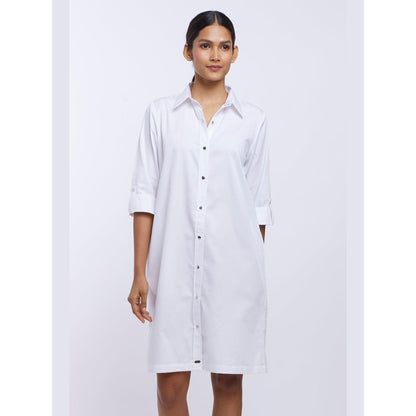 Pallavi Swadi White Pima Cotton Shirt Dress