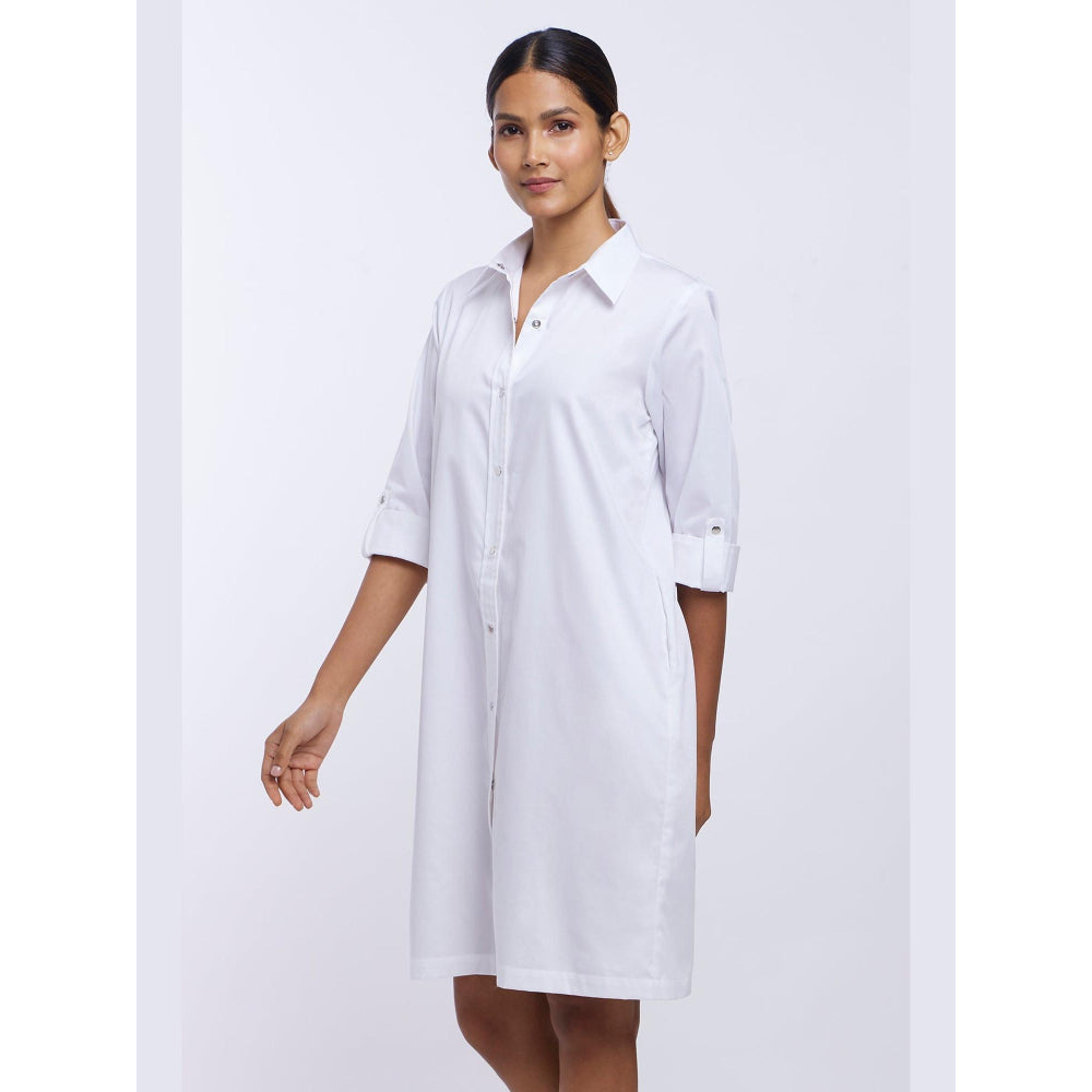 Pallavi Swadi White Pima Cotton Shirt Dress