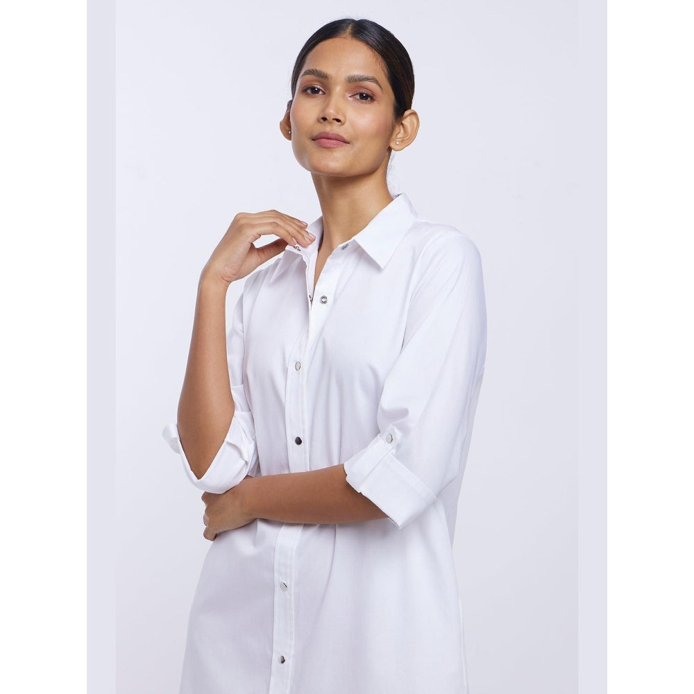 Pallavi Swadi White Pima Cotton Shirt Dress