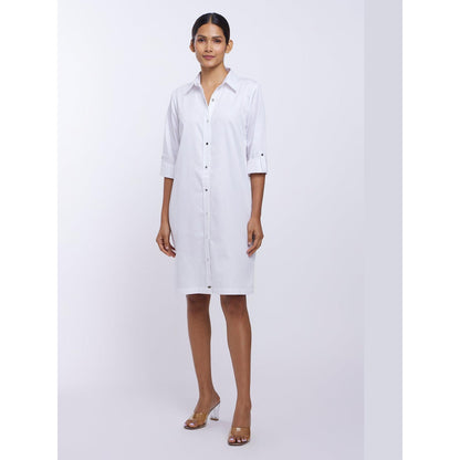 Pallavi Swadi White Pima Cotton Shirt Dress