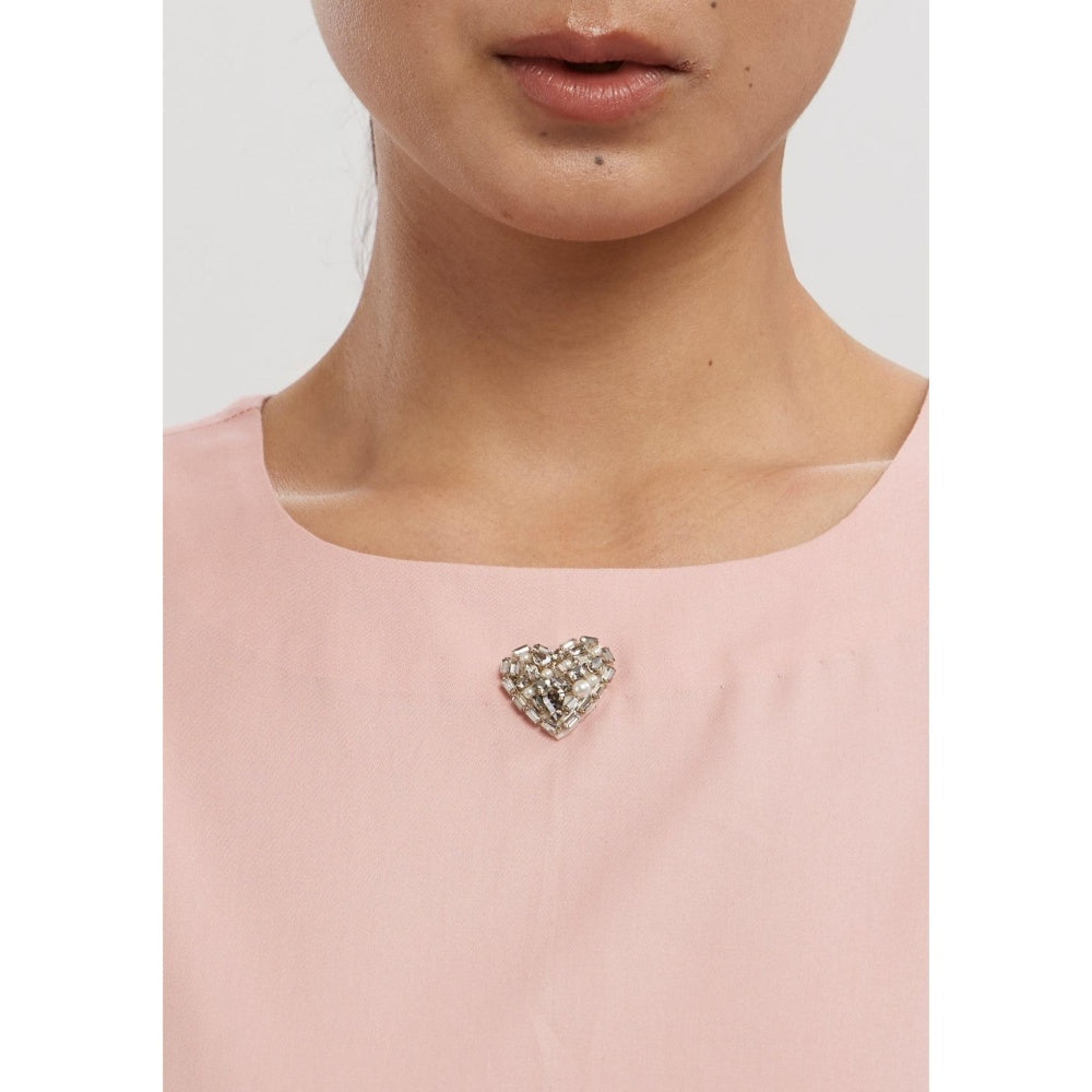 Pallavi Swadi Salmon Small Swarovski Heart Frill Dress