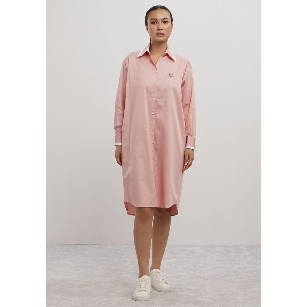 Pallavi Swadi Salmon Tuxedo Swarovski Heart Shirt Dress
