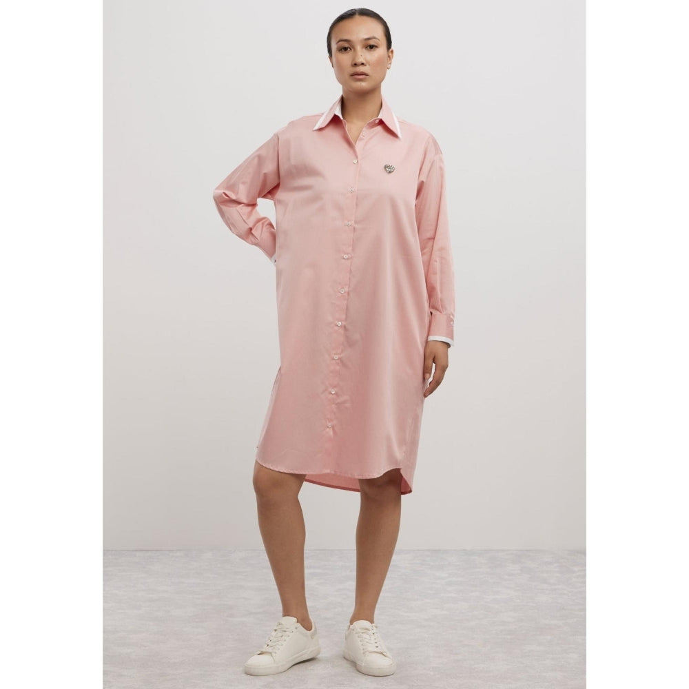 Pallavi Swadi Salmon Tuxedo Swarovski Heart Shirt Dress