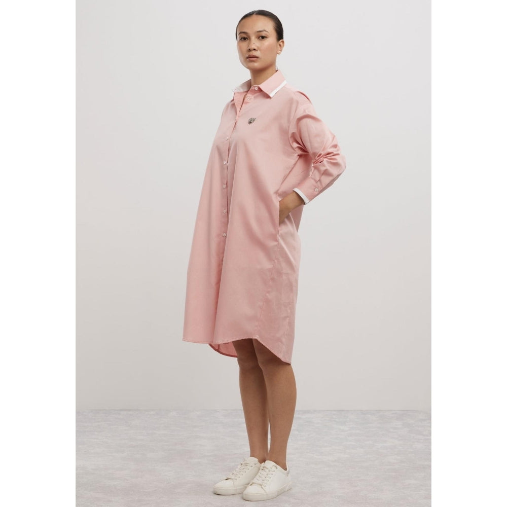 Pallavi Swadi Salmon Tuxedo Swarovski Heart Shirt Dress