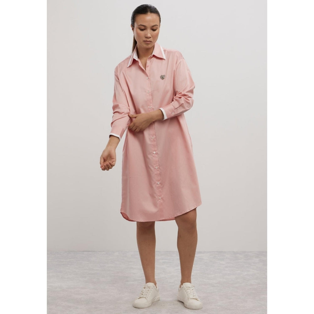 Pallavi Swadi Salmon Tuxedo Swarovski Heart Shirt Dress