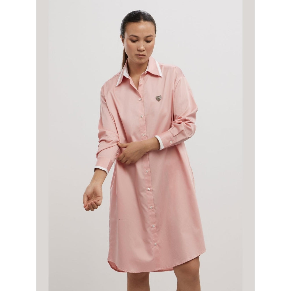 Pallavi Swadi Salmon Tuxedo Swarovski Heart Shirt Dress