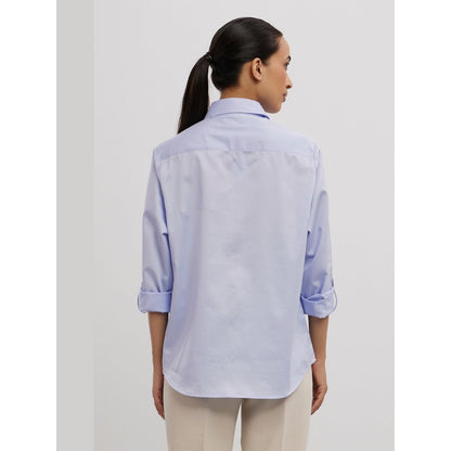 Pallavi Swadi Sky Blue Swarovski Flower Strip Shirt