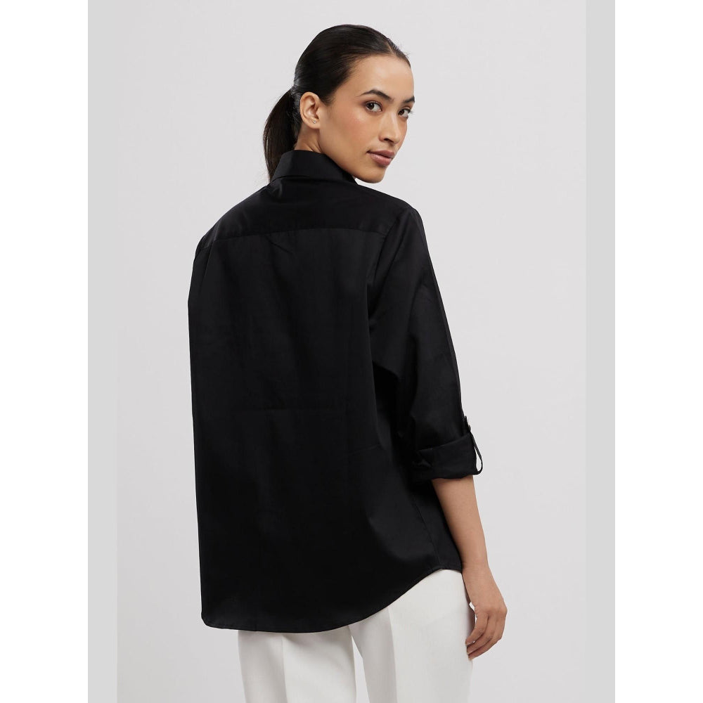 Pallavi Swadi Black Pearl Pocket Strip Shirt