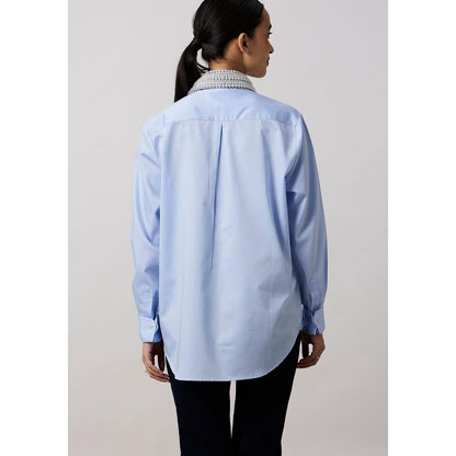 Pallavi Swadi Sky Blue Pearl Collar Pocket Shirt As Seen On The Royals On Netflix