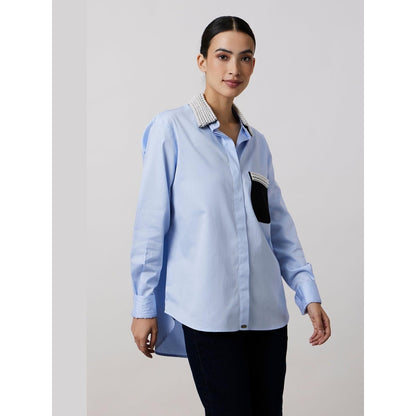 Pallavi Swadi Sky Blue Pearl Collar Pocket Shirt As Seen On The Royals On Netflix