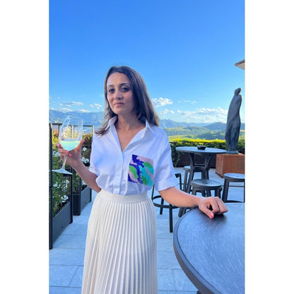 Pallavi Swadi White Fringe Pocket Shirt