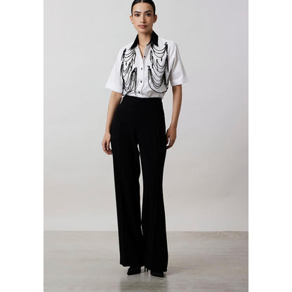 Pallavi Swadi White Fringe Panel Shirt