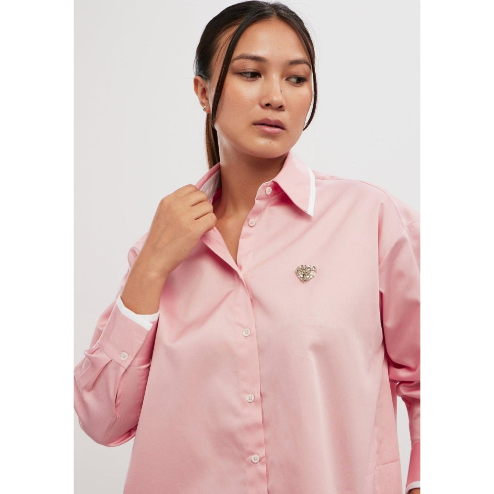 Pallavi Swadi Salmon Tuxedo Swarovski Heart Co-Ord Set