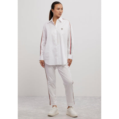 Pallavi Swadi White Blue Red Ribbon Co-Ord Set