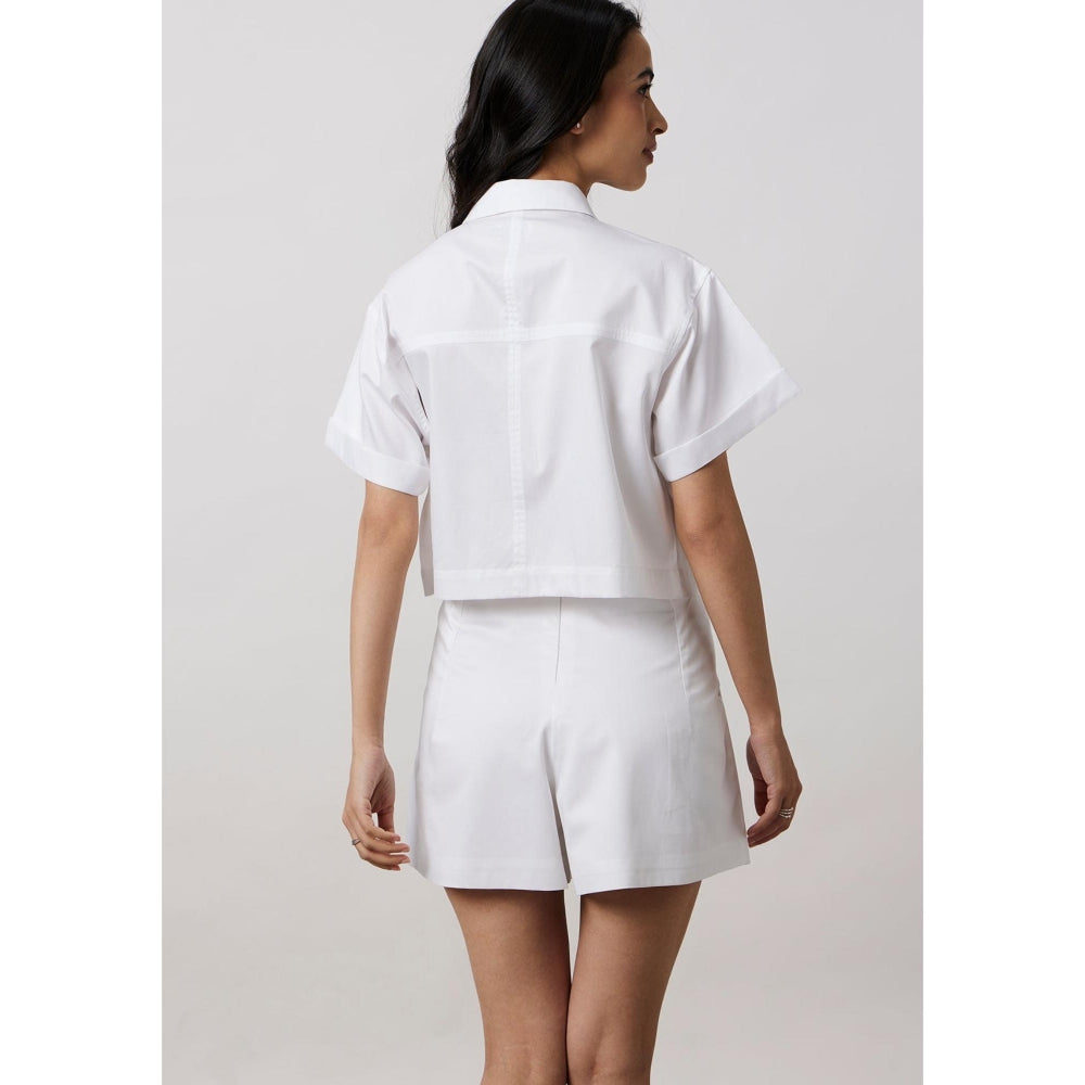 Pallavi Swadi White Multicolour Swarovski Studs Shorts Co-Ord Set