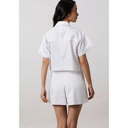 Pallavi Swadi White Multicolour Swarovski Studs Shorts Co-Ord Set