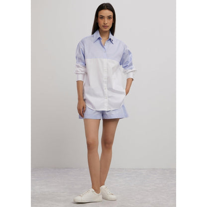Pallavi Swadi Sky Blue Swarovski Block Shorts Co-Ord Set