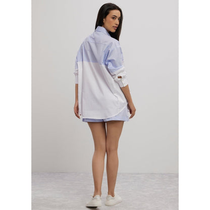 Pallavi Swadi Sky Blue Swarovski Block Shorts Co-Ord Set
