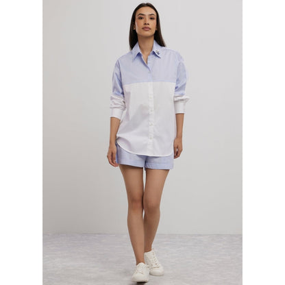 Pallavi Swadi Sky Blue Swarovski Block Shorts Co-Ord Set