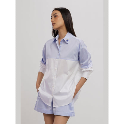 Pallavi Swadi Sky Blue Swarovski Block Shorts Co-Ord Set