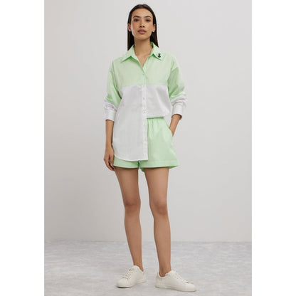 Pallavi Swadi Lime Green Swarovski Block Shorts Co-Ord Set