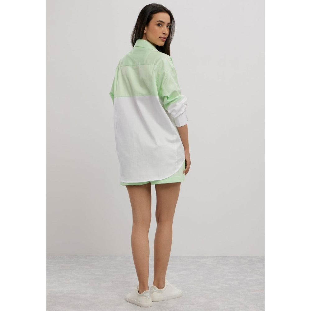 Pallavi Swadi Lime Green Swarovski Block Shorts Co-Ord Set