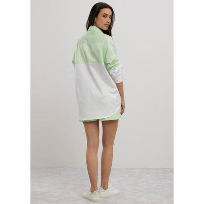 Pallavi Swadi Lime Green Swarovski Block Shorts Co-Ord Set
