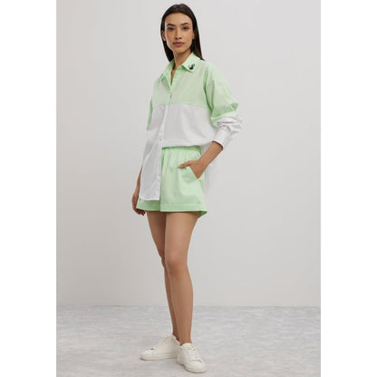 Pallavi Swadi Lime Green Swarovski Block Shorts Co-Ord Set