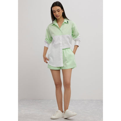 Pallavi Swadi Lime Green Swarovski Block Shorts Co-Ord Set