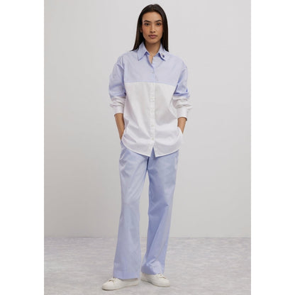 Pallavi Swadi Sky Blue Swarovski Block Co-Ord Set