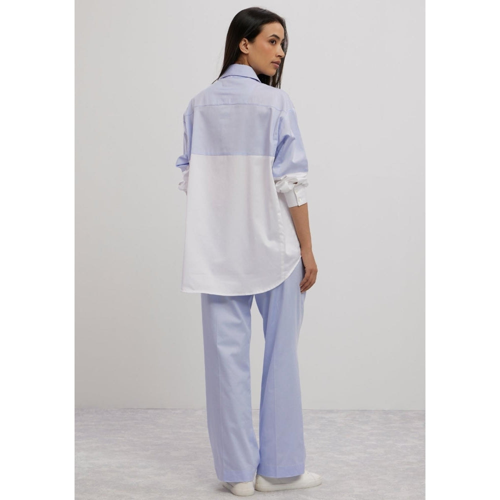 Pallavi Swadi Sky Blue Swarovski Block Co-Ord Set