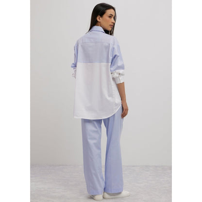 Pallavi Swadi Sky Blue Swarovski Block Co-Ord Set