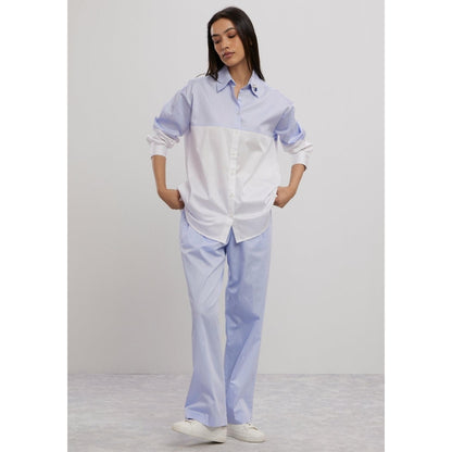 Pallavi Swadi Sky Blue Swarovski Block Co-Ord Set