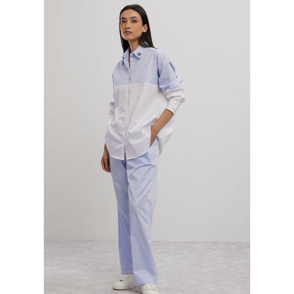 Pallavi Swadi Sky Blue Swarovski Block Co-Ord Set