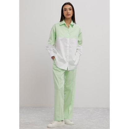Pallavi Swadi Lime Green Swarovski Block Co-Ord Set