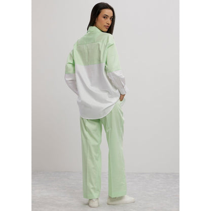 Pallavi Swadi Lime Green Swarovski Block Co-Ord Set