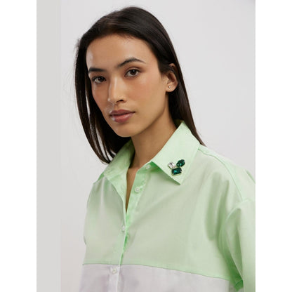 Pallavi Swadi Lime Green Swarovski Block Co-Ord Set