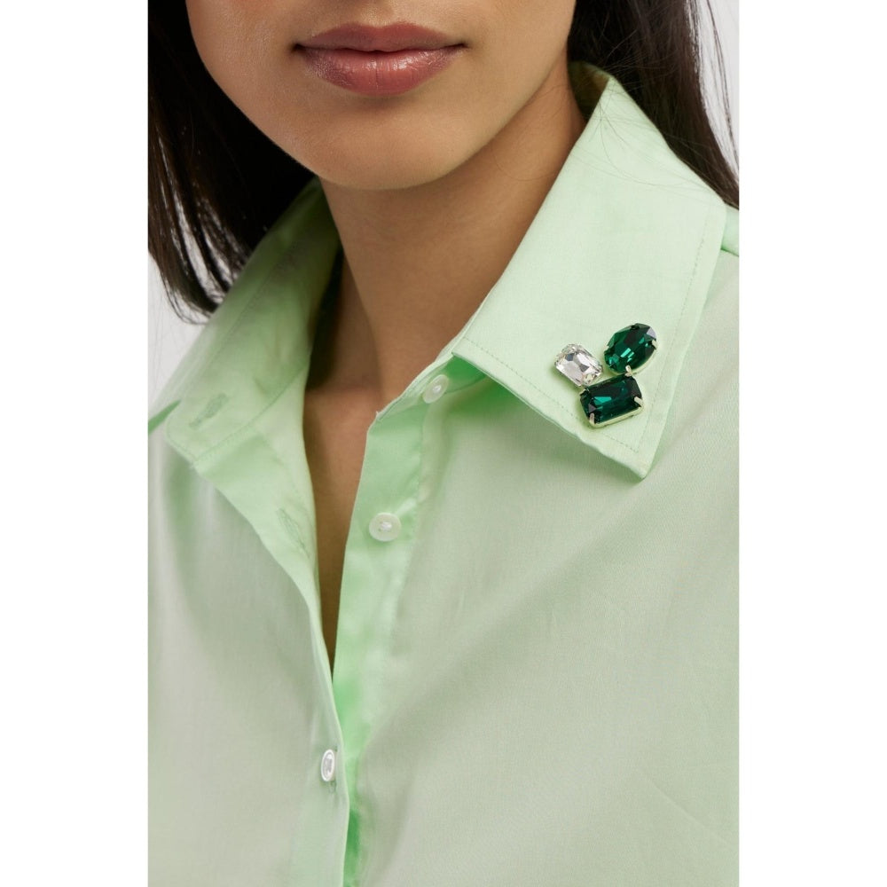 Pallavi Swadi Lime Green Swarovski Block Co-Ord Set
