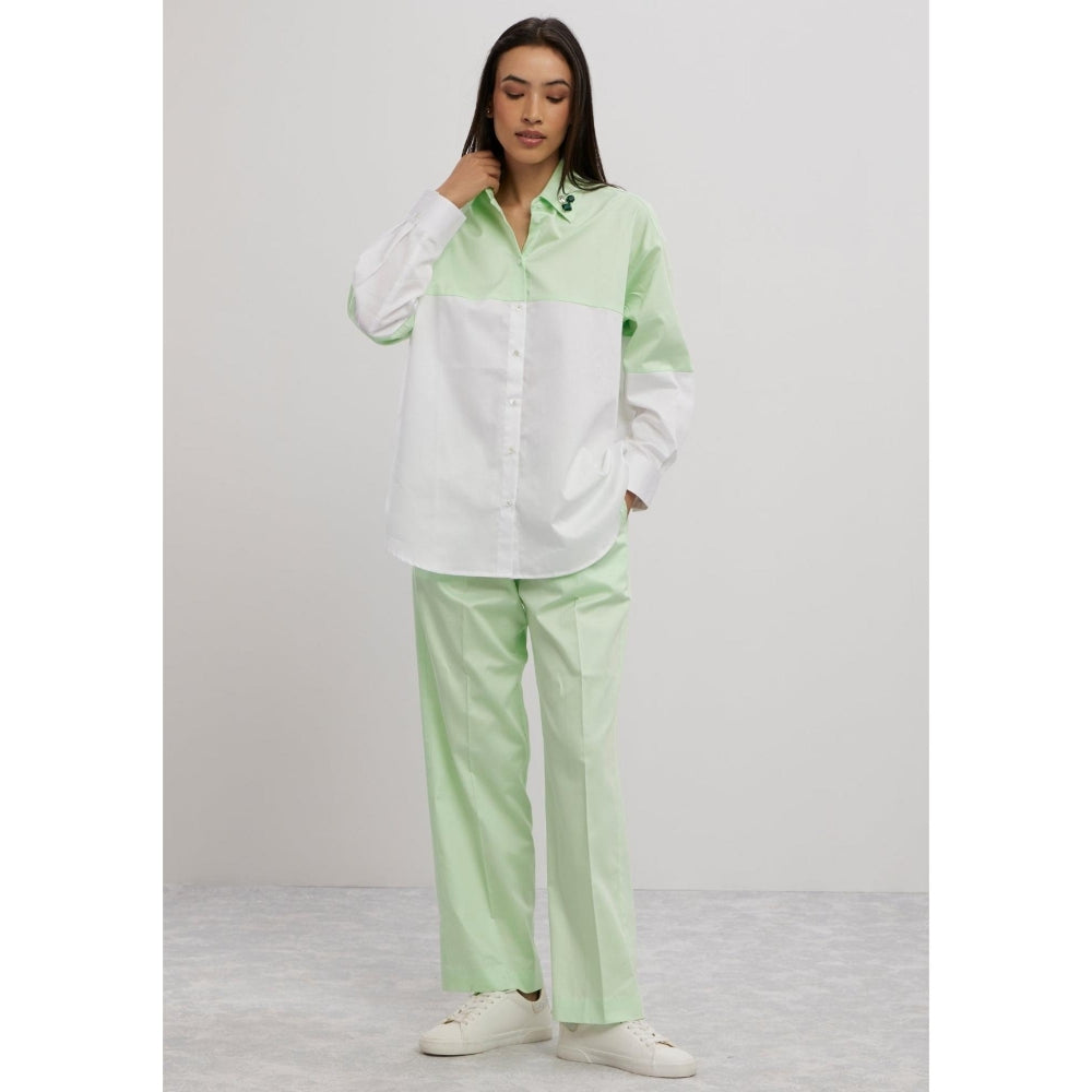 Pallavi Swadi Lime Green Swarovski Block Co-Ord Set