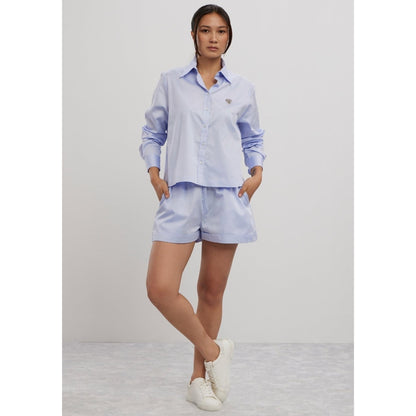 Pallavi Swadi Sky Blue Swarovski Heart Shorts Co-Ord Set